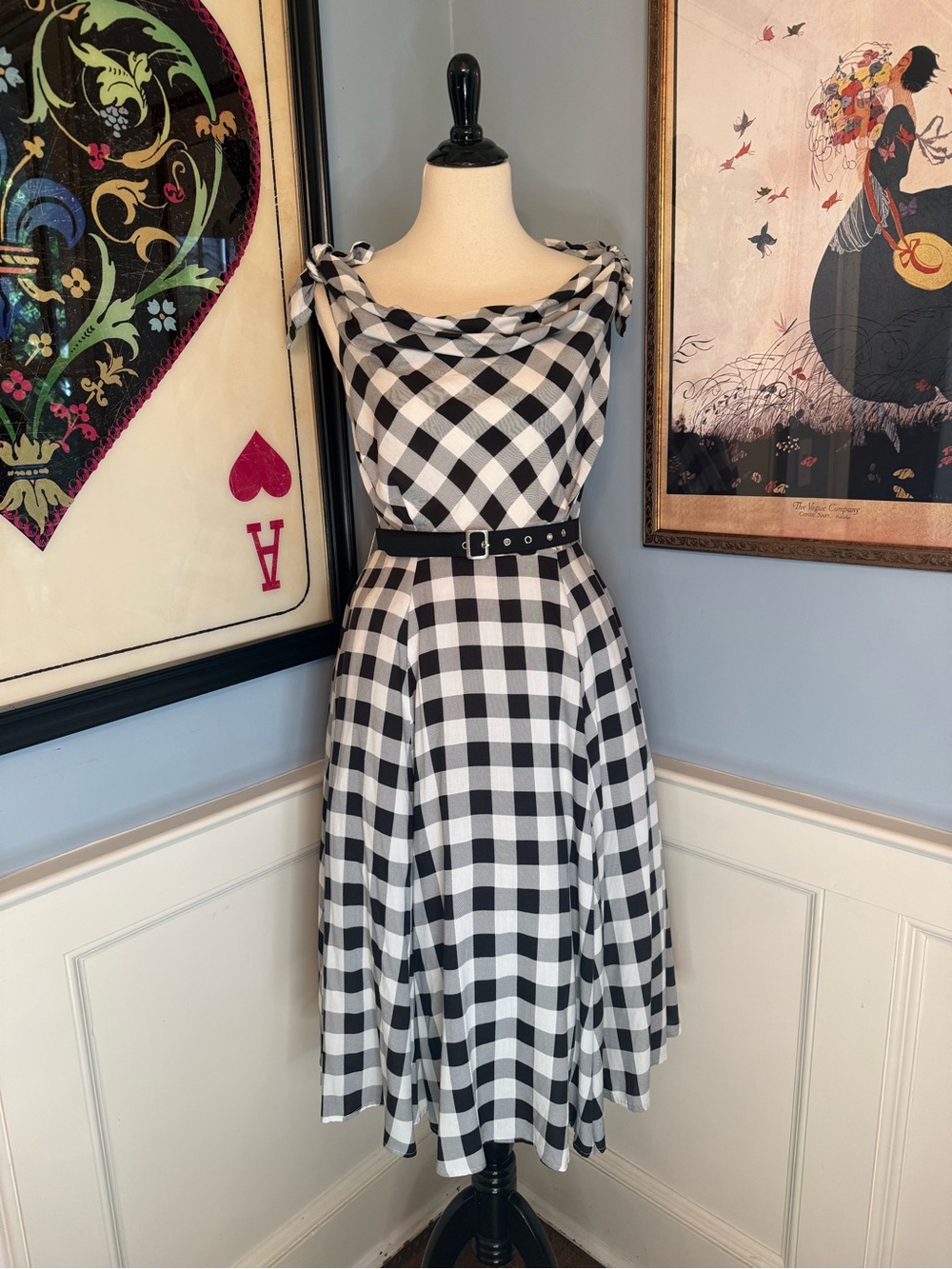 Collectif Giordana Gingham Retro Swing Dress Sz M UK12 US8